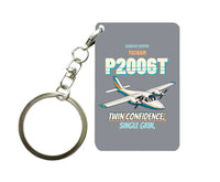 Thumbnail for Tecnam P2006T - Twin confidence. Single grin. design on gray key chain