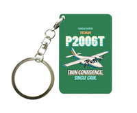 Thumbnail for Tecnam P2006T - Twin confidence. Single grin. design on green key chain