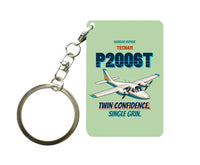 Thumbnail for Tecnam P2006T - Twin confidence. Single grin. design on light green key chain