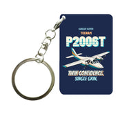 Thumbnail for Tecnam P2006T - Twin confidence. Single grin. design on navy blue key chain