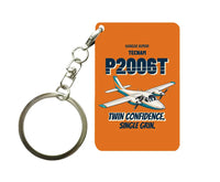 Thumbnail for Tecnam P2006T - Twin confidence. Single grin. design on orange key chain
