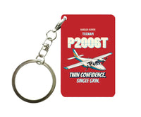 Thumbnail for Tecnam P2006T - Twin confidence. Single grin. design on red key chain