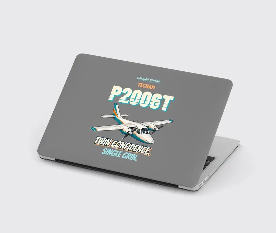 Tecnam P2006T - Twin confidence. Single grin. design on gray MacBook case
