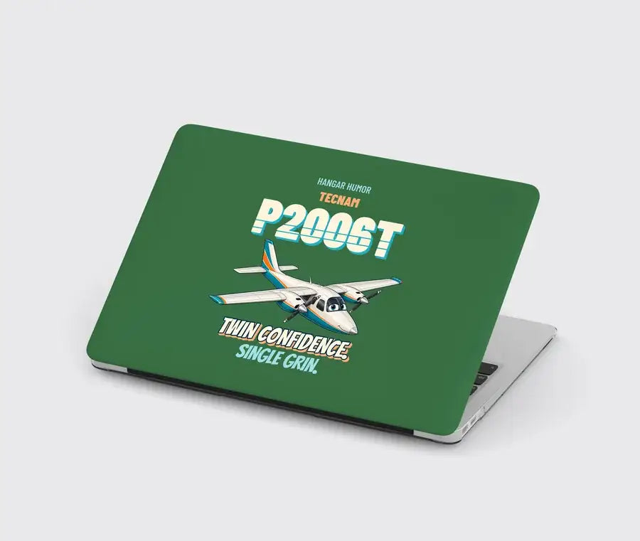 Tecnam P2006T - Twin confidence. Single grin. design on green MacBook case