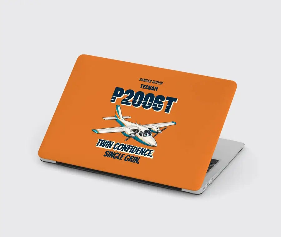 Tecnam P2006T - Twin confidence. Single grin. design on orange MacBook case