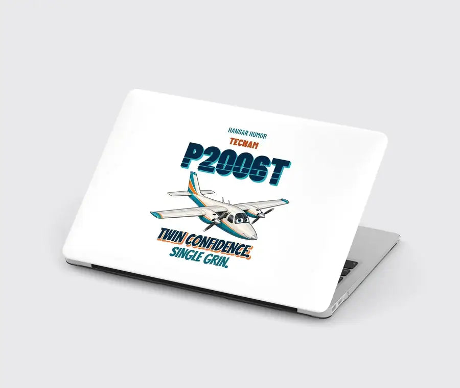 Tecnam P2006T - Twin confidence. Single grin. design on white MacBook case