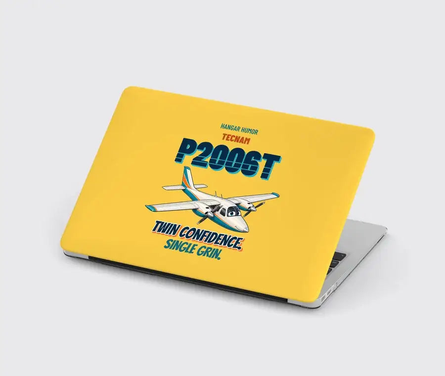 Tecnam P2006T - Twin confidence. Single grin. design on yellow MacBook case