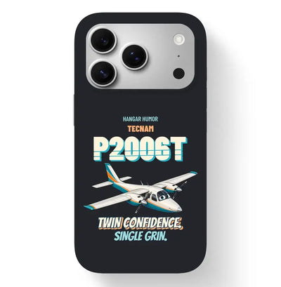 Tecnam P2006T - Twin confidence. Single grin. design on black magsafe iphone 17 pro