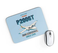 Thumbnail for Tecnam P2006T - Twin confidence. Single grin. design on light blue rectangle mouse pad