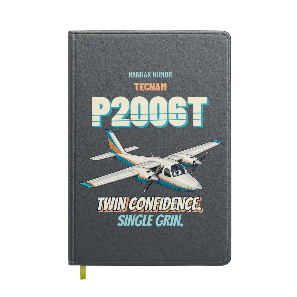 Tecnam P2006T - Twin confidence. Single grin. design on gray notebook