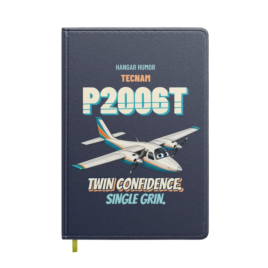 Tecnam P2006T - Twin confidence. Single grin. design on navy blue notebook