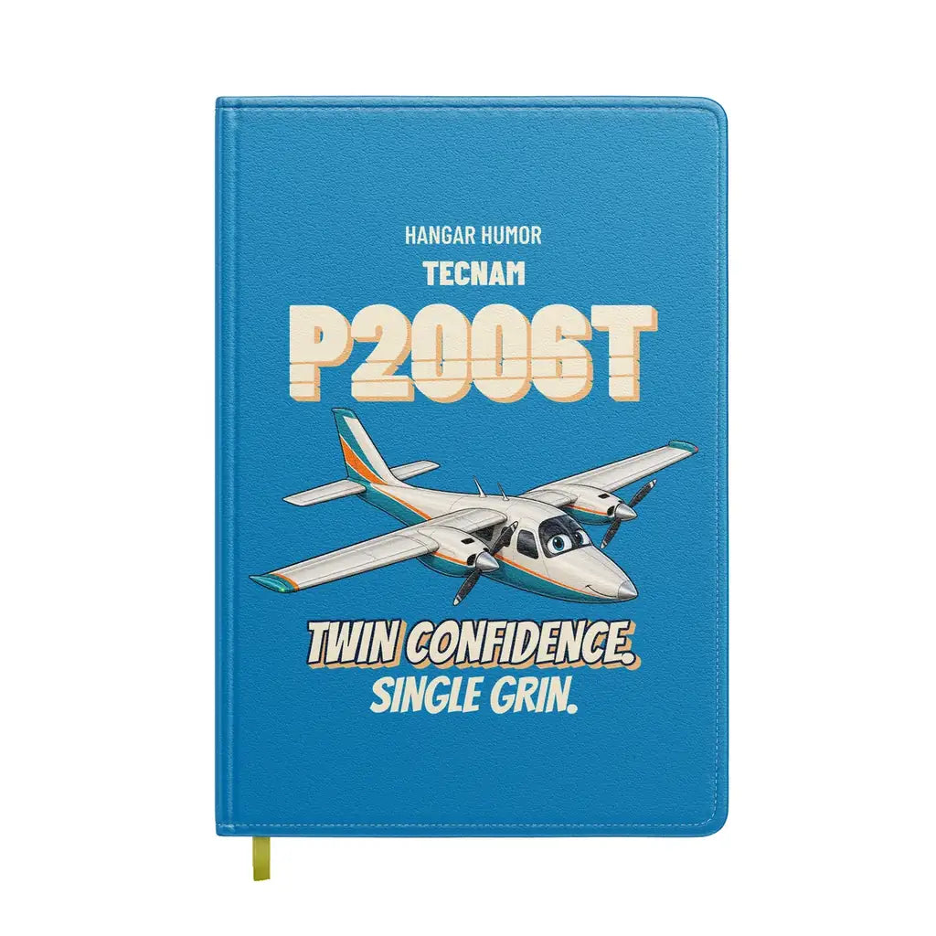 Tecnam P2006T - Twin confidence. Single grin. design on turquoise notebook