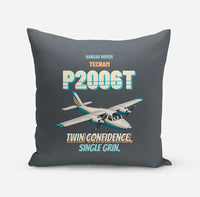 Thumbnail for Tecnam P2006T - Twin confidence. Single grin. design on gray pillow