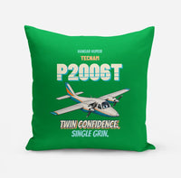 Thumbnail for Tecnam P2006T - Twin confidence. Single grin. design on green pillow