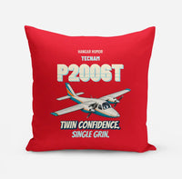Thumbnail for Tecnam P2006T - Twin confidence. Single grin. design on red pillow