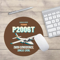 Thumbnail for Tecnam P2006T - Twin confidence. Single grin. design on brown round mouse pad