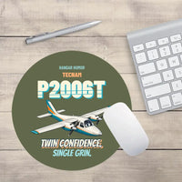 Thumbnail for Tecnam P2006T - Twin confidence. Single grin. design on green army round mouse pad