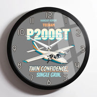 Thumbnail for Tecnam P2006T - Twin confidence. Single grin. design on gray framed wall clock