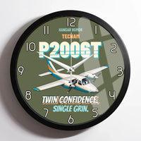 Thumbnail for Tecnam P2006T - Twin confidence. Single grin. design on green army framed wall clock