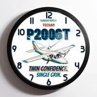 Thumbnail for Tecnam P2006T - Twin confidence. Single grin. design on white framed wall clock