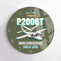 Thumbnail for Tecnam P2006T - Twin confidence. Single grin. design on green army no frame wall clock