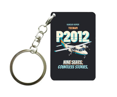 Tecnam P2012 Traveller - Nine seats. Countless stories. design on black key chain