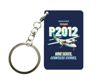 Thumbnail for Tecnam P2012 Traveller - Nine seats. Countless stories. design on navy blue key chain
