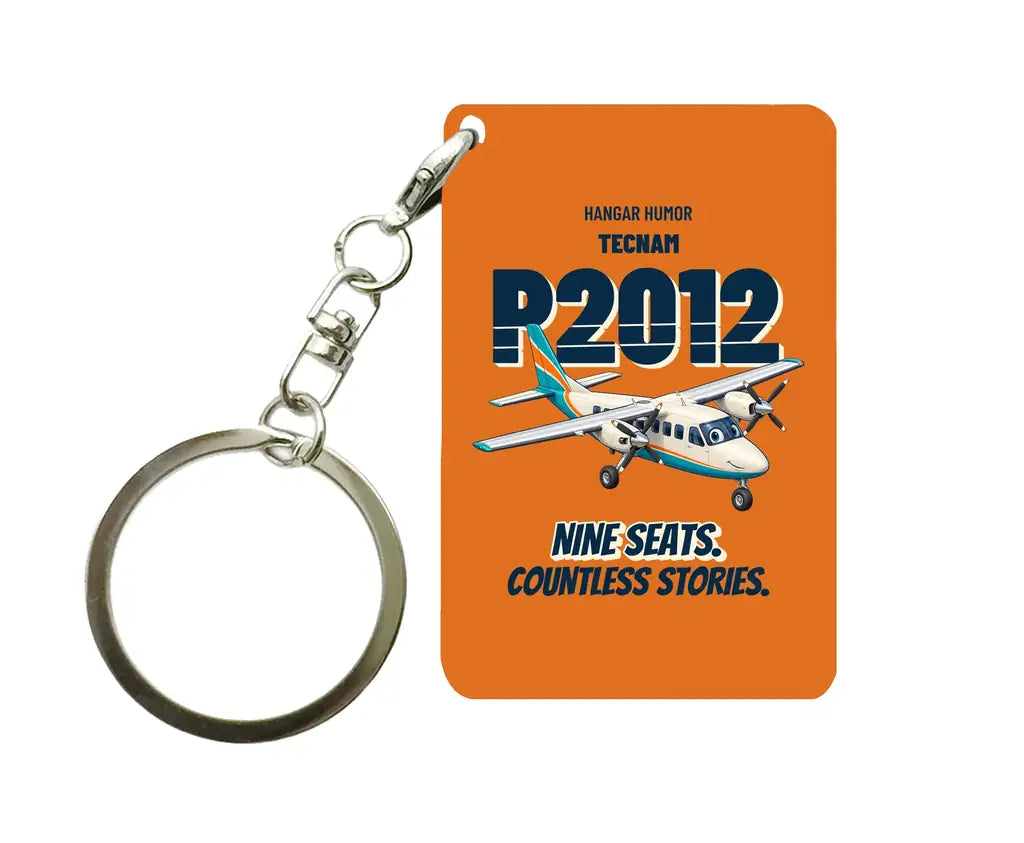 Tecnam P2012 Traveller - Nine seats. Countless stories. design on orange key chain