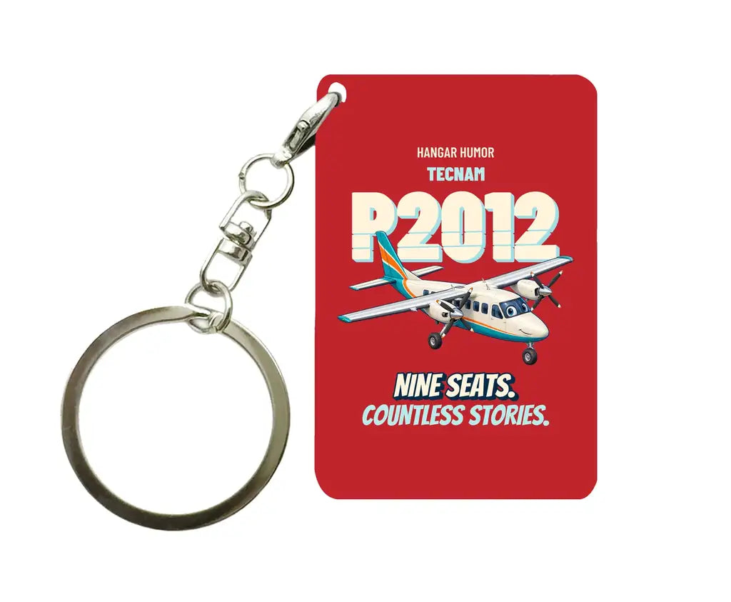 Tecnam P2012 Traveller - Nine seats. Countless stories. design on red key chain
