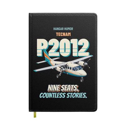 Tecnam P2012 Traveller - Nine seats. Countless stories. design on black notebook
