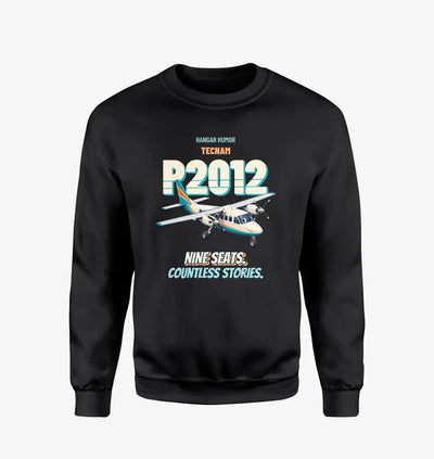 Tecnam P2012 Traveller - Nine seats. Countless stories. design on black sweatshirt