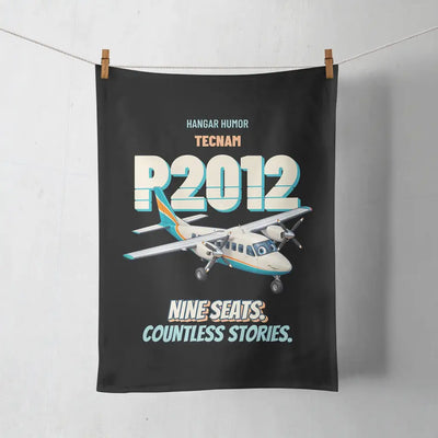 Tecnam P2012 Traveller - Nine seats. Countless stories. design on black towel