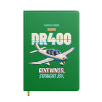Thumbnail for Robin DR400 - Bent wings. Straight joy. design on green notebook