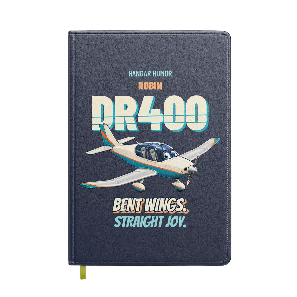 Robin DR400 - Bent wings. Straight joy. design on navy blue notebook
