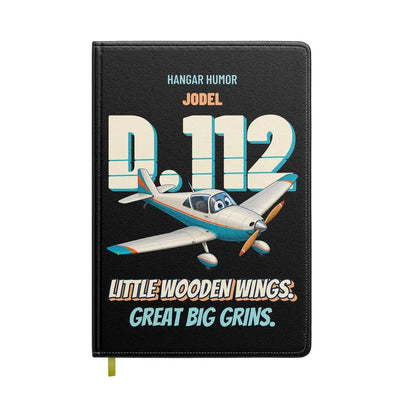 Jodel D.112 - Little wooden wings. Great big grins. design on black notebook