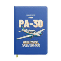 Thumbnail for Piper PA-30 Twin Comanche - Twin power. Double the grin. design on blue notebook
