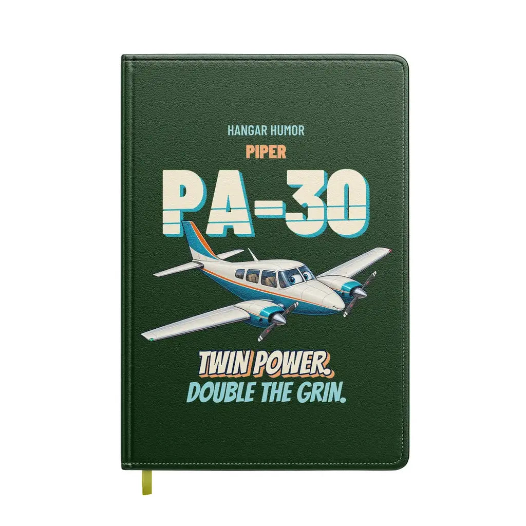 Piper PA-30 Twin Comanche - Twin power. Double the grin. design on dark green notebook