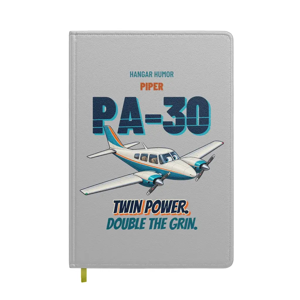 Piper PA-30 Twin Comanche - Twin power. Double the grin. design on light gray notebook