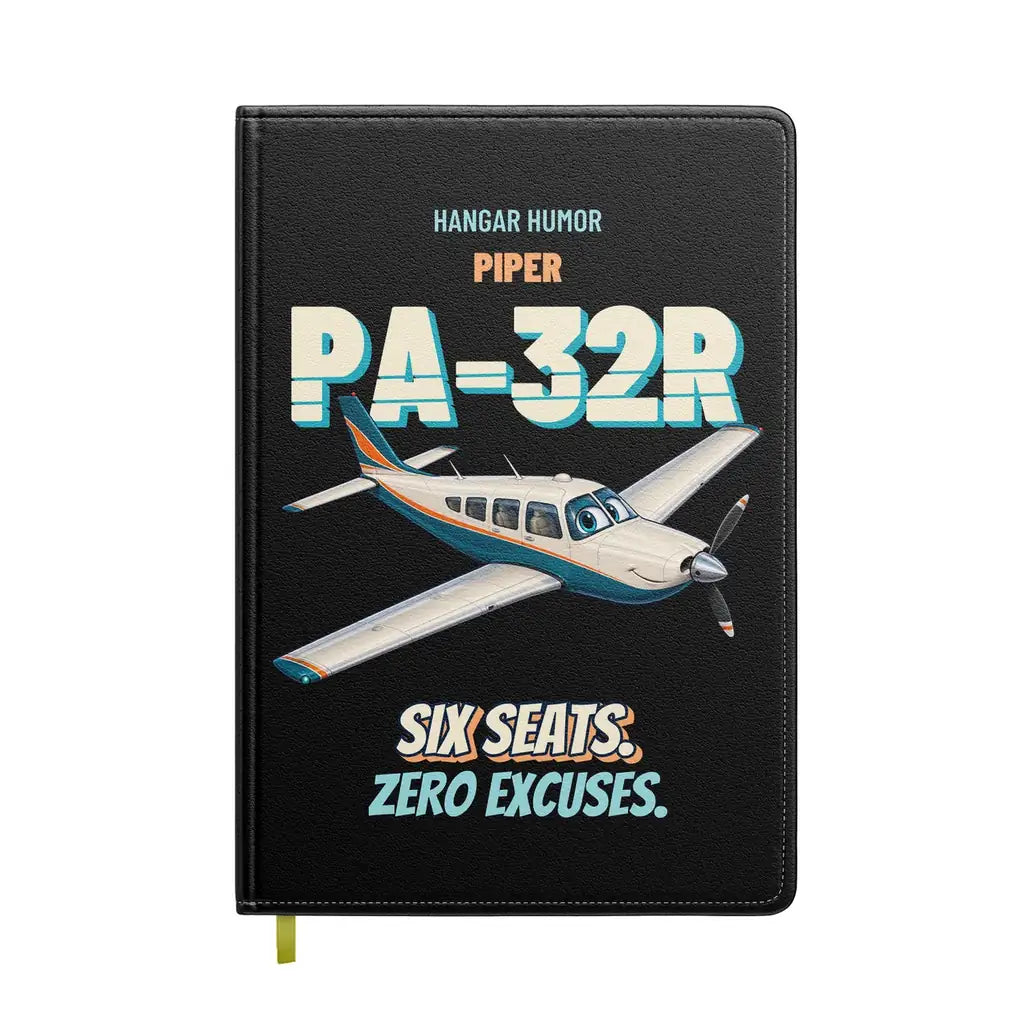 Piper PA-32R Saratoga - Six seats. Zero excuses. design on black notebook