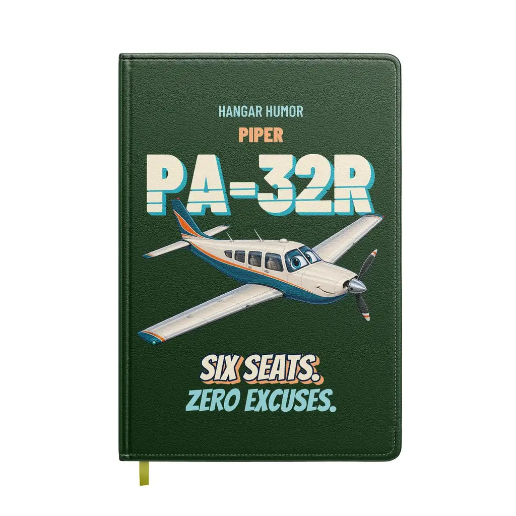 Piper PA-32R Saratoga - Six seats. Zero excuses. design on dark green notebook