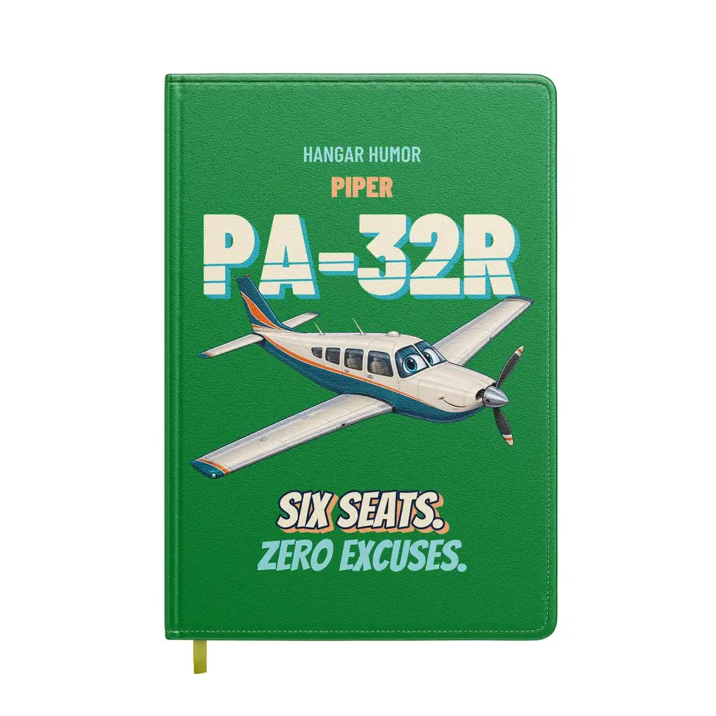 Piper PA-32R Saratoga - Six seats. Zero excuses. design on green notebook