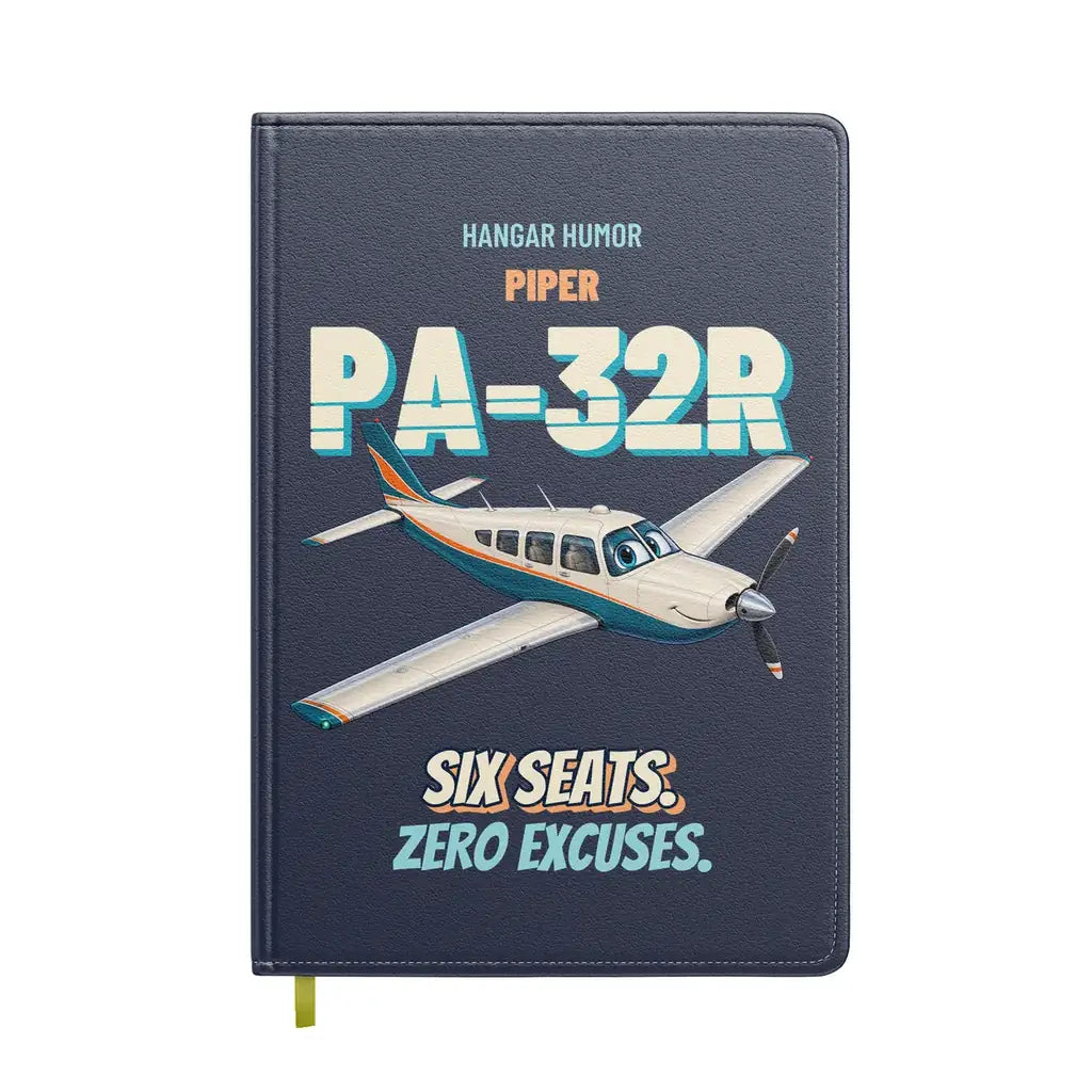 Piper PA-32R Saratoga - Six seats. Zero excuses. design on navy blue notebook