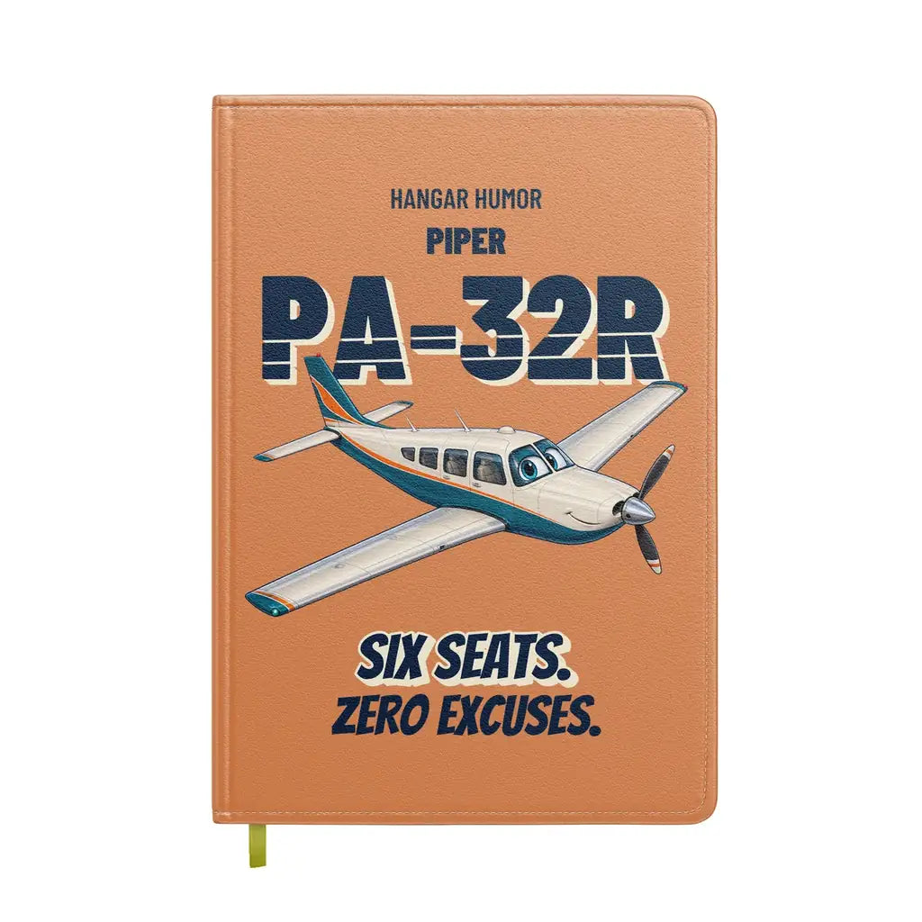 Piper PA-32R Saratoga - Six seats. Zero excuses. design on orange notebook