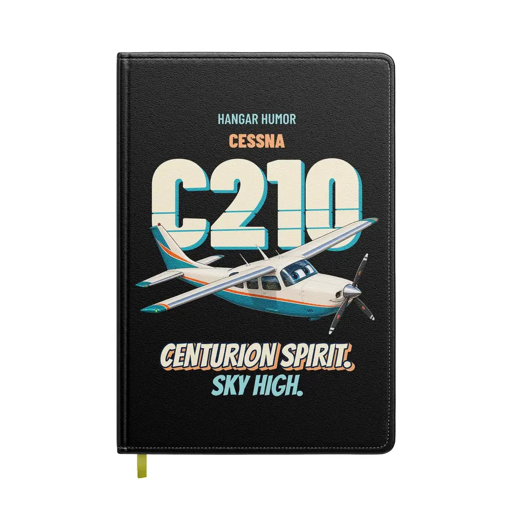 Cessna 210 Centurion - Centurion spirit. Sky high. design on black notebook