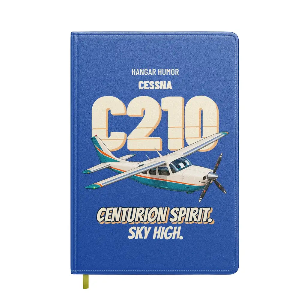 Cessna 210 Centurion - Centurion spirit. Sky high. design on blue notebook