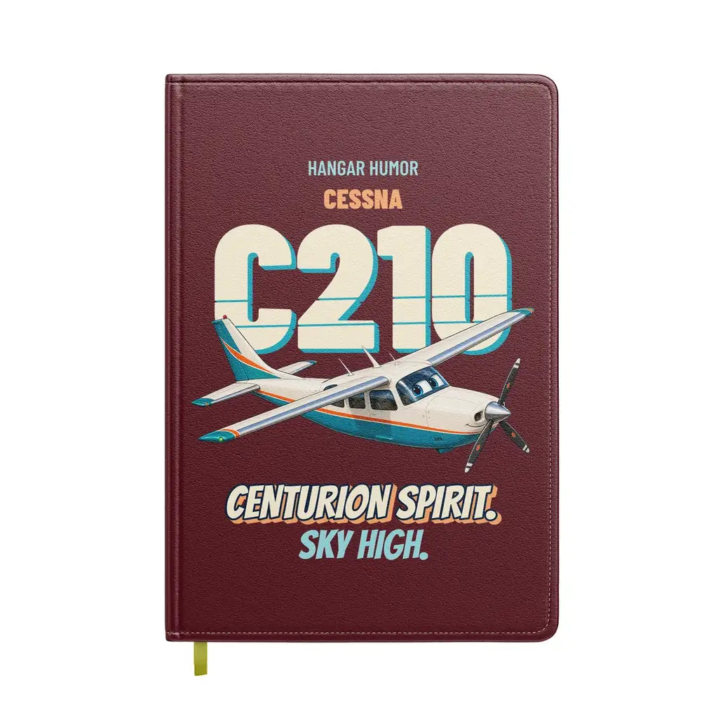 Cessna 210 Centurion - Centurion spirit. Sky high. design on dark red notebook