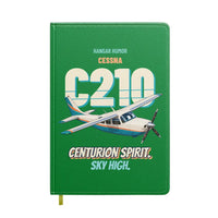 Thumbnail for Cessna 210 Centurion - Centurion spirit. Sky high. design on green notebook