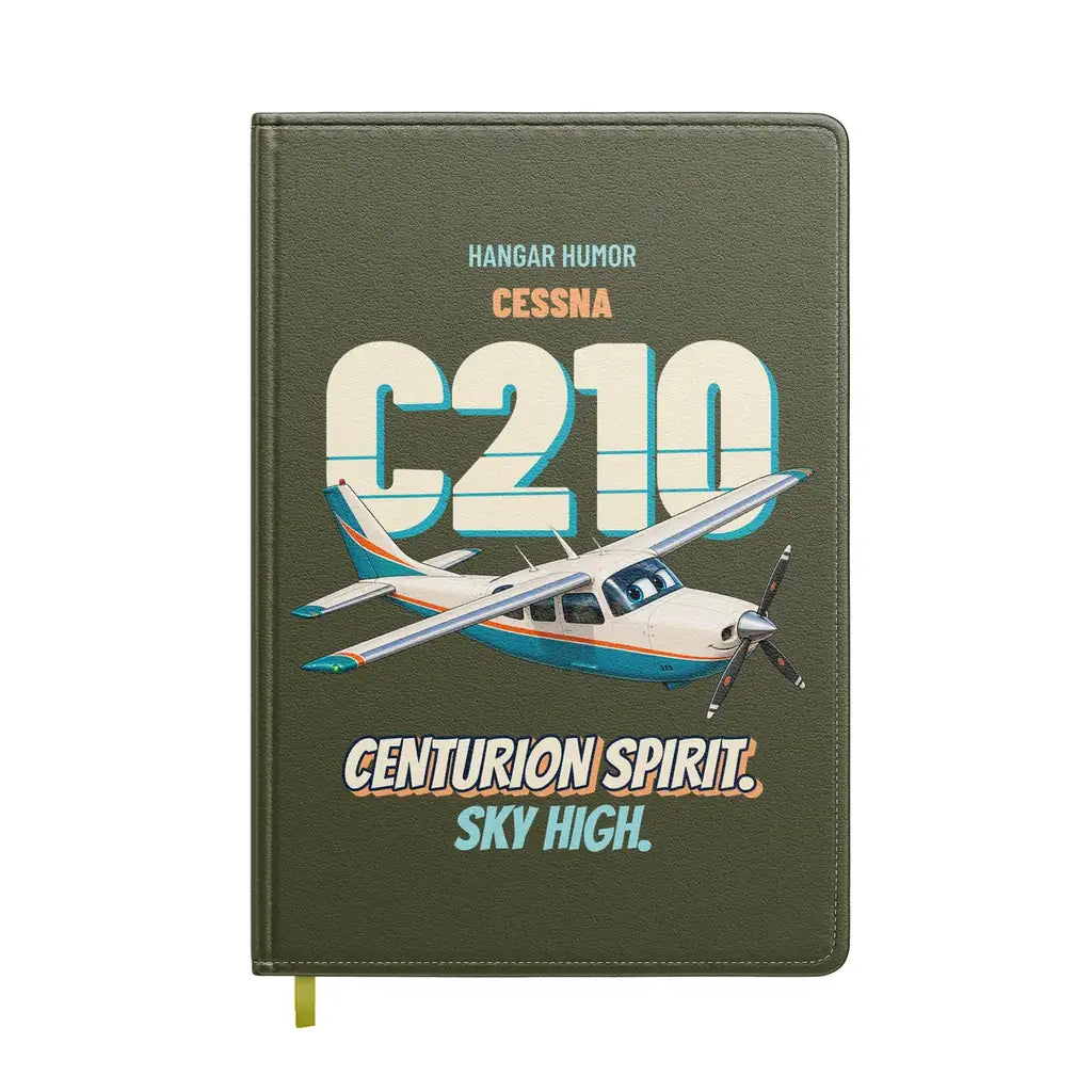 Cessna 210 Centurion - Centurion spirit. Sky high. design on green army notebook