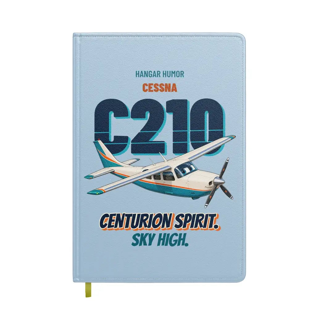 Cessna 210 Centurion - Centurion spirit. Sky high. design on light blue notebook