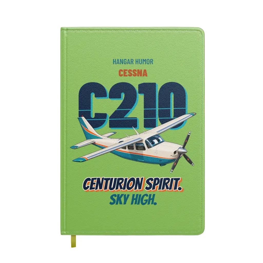 Cessna 210 Centurion - Centurion spirit. Sky high. design on light green notebook